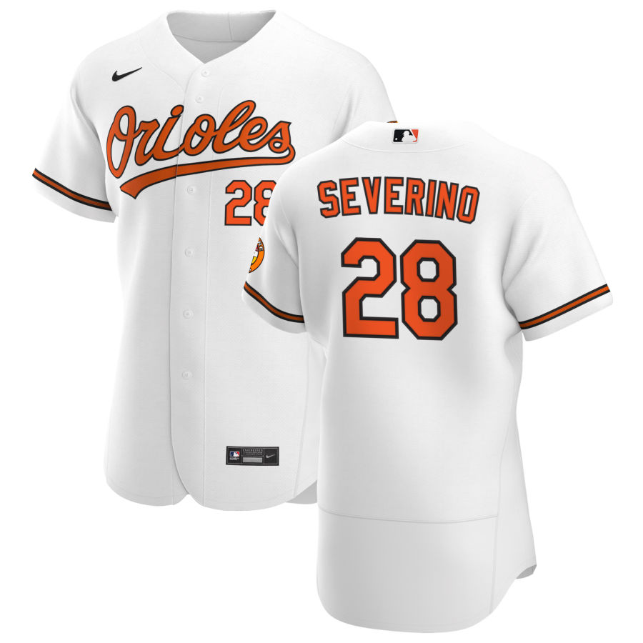 Baltimore Orioles #28 Pedro Severino Men Nike White Home 2020 Authentic Player MLB Jersey